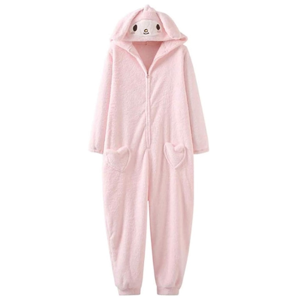 Cute Pink Fleece Onesie with Ears